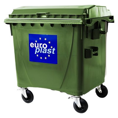 Мусорный бак Europlast пластиковый зеленый 1100л  ССМ0023 фото