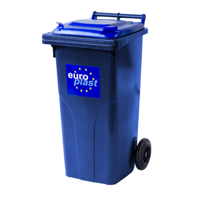 Мусорный бак Europlast пластиковый синий объем 120 л  ССМ0017 фото