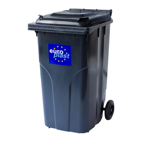 Мусорный бак Europlast пластиковый черный объем 240 л ССМ0008 фото