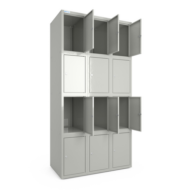 Шкаф металлический крашенный ячеечный 300/3-12, секция 300 мм, 3 секции, 12 дверок СПР0354 фото
