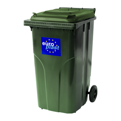 Мусорный бак Europlast пластиковый зеленый объем 240 л  ССМ0005 фото