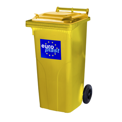 Сміттєвий бак Europlast пластиковий жовтий об'єм 120 л  ССМ0031 фото